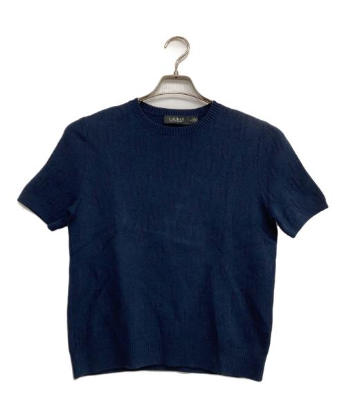 LAUREN RALPH LAUREN（ローレン ラルフ ローレン）LAUREN RALPH LAUREN (ローレン ラルフ ローレン) S/Sモノグラムロゴニット ネイビー サイズ:Mの古着・服飾アイテム