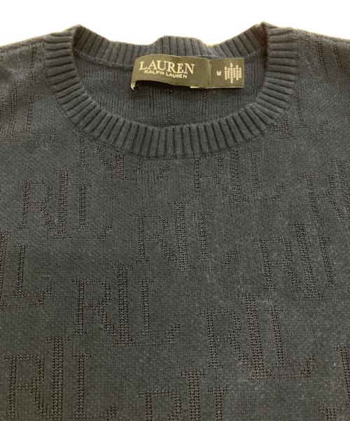 LAUREN RALPH LAUREN（ローレン ラルフ ローレン）LAUREN RALPH LAUREN (ローレン ラルフ ローレン) S/Sモノグラムロゴニット ネイビー サイズ:Mの古着・服飾アイテム
