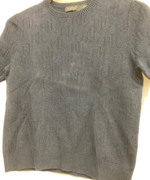 LAUREN RALPH LAUREN（ローレン ラルフ ローレン）LAUREN RALPH LAUREN (ローレン ラルフ ローレン) S/Sモノグラムロゴニット ネイビー サイズ:Mの古着・服飾アイテム