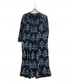 ne quittez pasヌキテパ）の古着「COTTON JQD MARIGOLD PRINT 長袖ワンピース」｜ネイビー