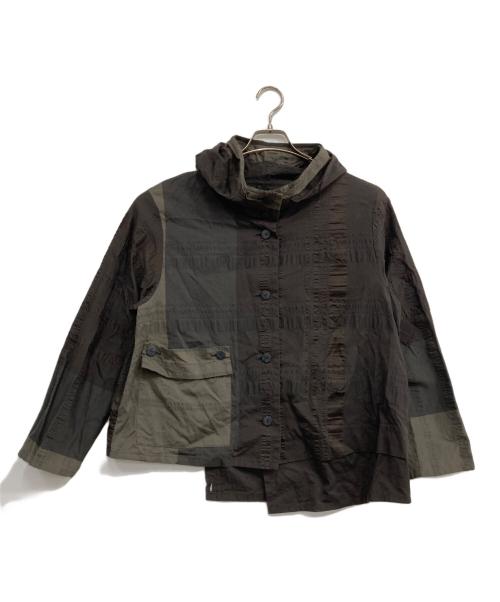 慈雨（ジウ）慈雨 (ジウ) 変形デザインシャツ ブラウン サイズ:40の古着・服飾アイテム