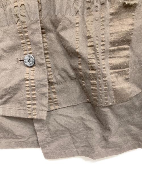 慈雨（ジウ）慈雨 (ジウ) 変形デザインシャツ ブラウン サイズ:40の古着・服飾アイテム