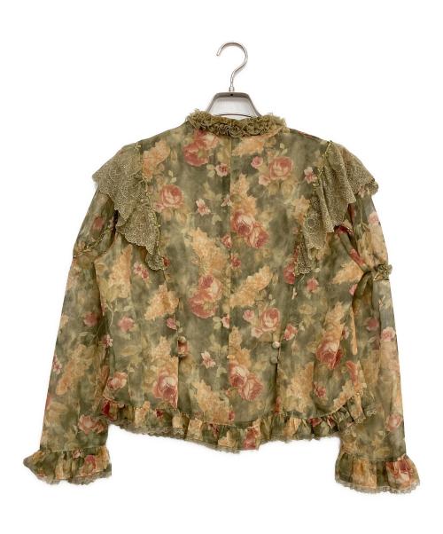 non non dorl（ノンノンドール）non non dorl (ノンノンドール) 花柄フリルブラウス グリーン サイズ:Freeの古着・服飾アイテム