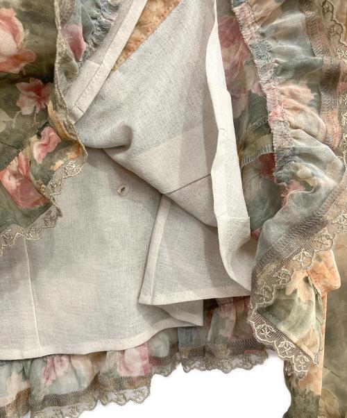 non non dorl（ノンノンドール）non non dorl (ノンノンドール) 花柄フリルブラウス グリーン サイズ:Freeの古着・服飾アイテム