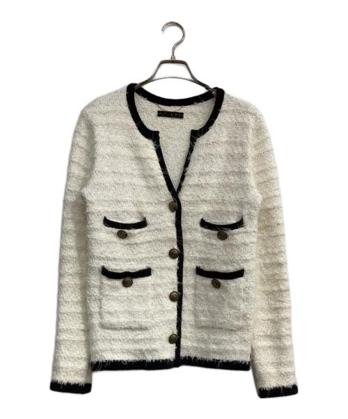 Curensology（カレンソロジー）Curensology (カレンソロジー) Mole Tweed Cardigan アイボリー×ブラック サイズ:FREEの古着・服飾アイテム