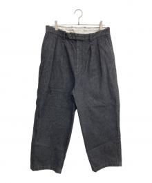 STEVEN ALAN（スティーブンアラン）の古着「13.5oz デニム インツープリーツ ドレス トラウザーズ」｜グレー
