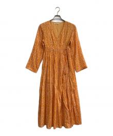ne quittez pas（ヌキテパ）の古着「COTTON VOILE ZIGZAG GOWN」｜オレンジ