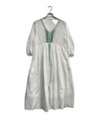 ne quittez pasヌキテパ）の古着「VOILE EMB V NECK DRESS」｜ホワイト