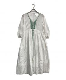 ne quittez pas（ヌキテパ）の古着「VOILE EMB V NECK DRESS」｜ホワイト
