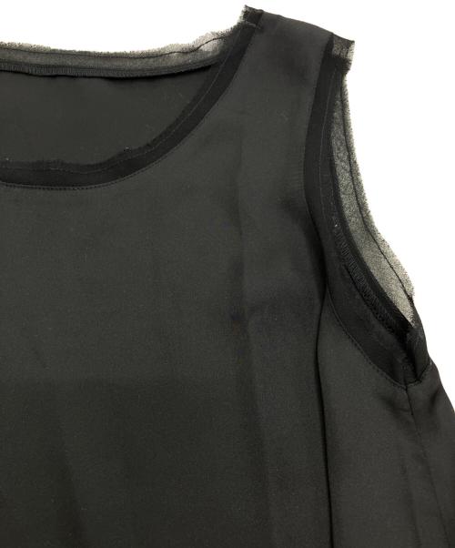 mg（エムジ）mg (エムジ) サテンノースリーブブラウス ブラック サイズ:Mの古着・服飾アイテム