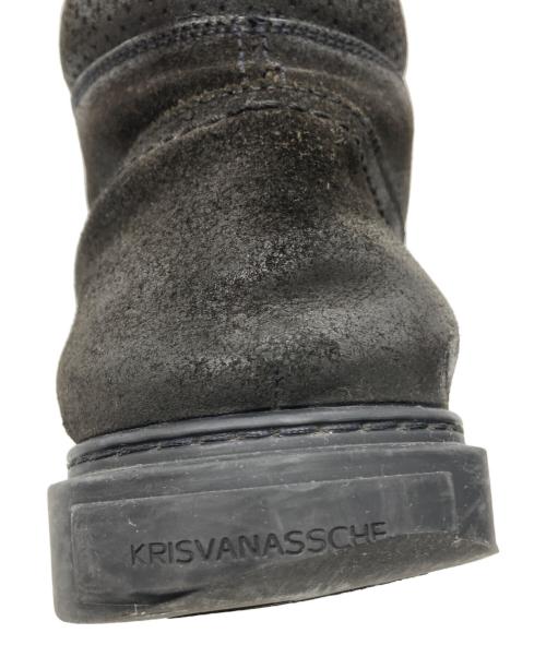 KRIS VAN ASSCHE（クリス ヴァン アッシュ）KRIS VAN ASSCHE (クリス ヴァン アッシュ) レザーハイカットスニーカー ブラック サイズ:40の古着・服飾アイテム