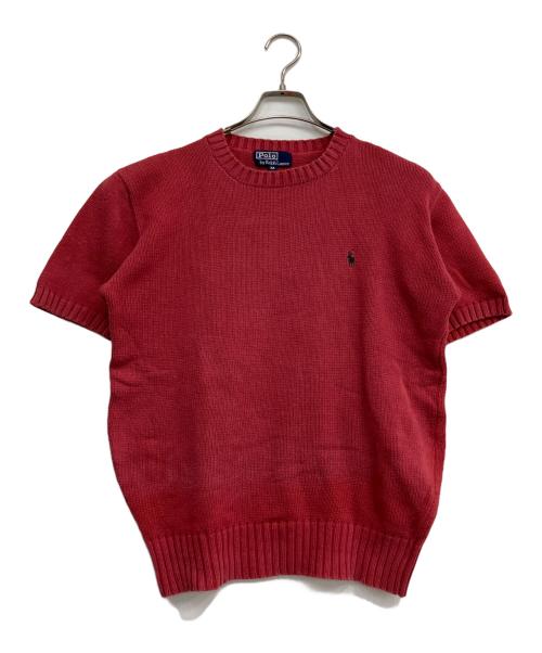 POLO RALPH LAUREN（ポロ・ラルフローレン）POLO RALPH LAUREN (ポロ・ラルフローレン) 半袖コットンニット レッド サイズ:Ｍの古着・服飾アイテム