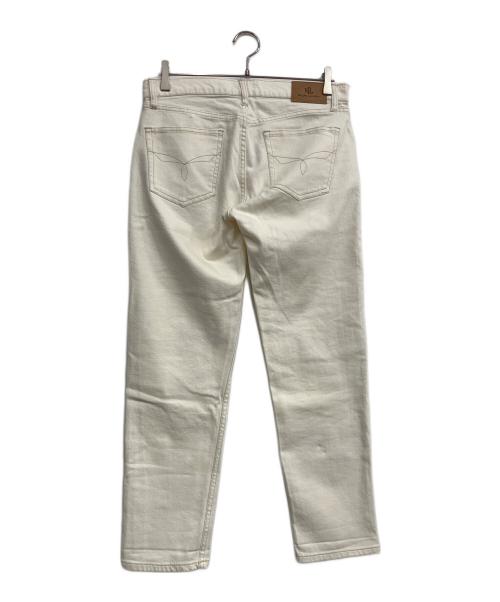 LAUREN RALPH LAUREN（ローレン ラルフ ローレン）LAUREN RALPH LAUREN (ローレン ラルフ ローレン) パッチワークビジューデニムパンツ アイボリー サイズ:2の古着・服飾アイテム