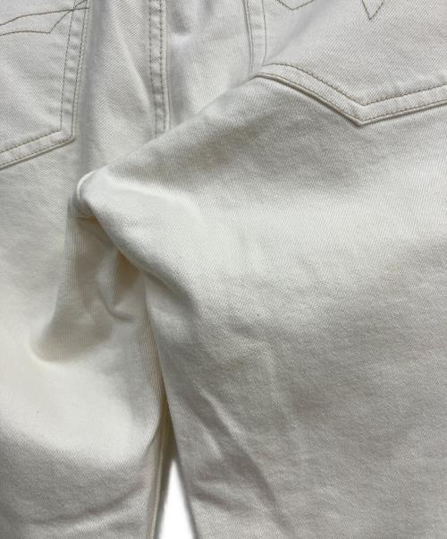 LAUREN RALPH LAUREN（ローレン ラルフ ローレン）LAUREN RALPH LAUREN (ローレン ラルフ ローレン) パッチワークビジューデニムパンツ アイボリー サイズ:2の古着・服飾アイテム