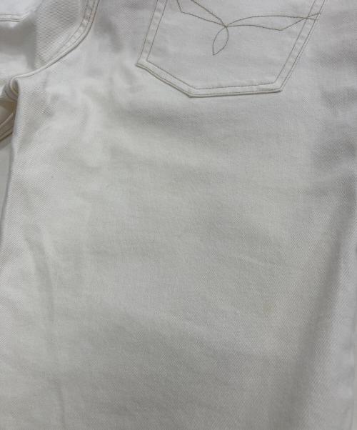 LAUREN RALPH LAUREN（ローレン ラルフ ローレン）LAUREN RALPH LAUREN (ローレン ラルフ ローレン) パッチワークビジューデニムパンツ アイボリー サイズ:2の古着・服飾アイテム