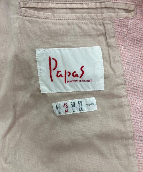 PAPAS（パパス）PAPAS (パパス) 3Bリネンテーラードジャケット ピンク サイズ:Ｍの古着・服飾アイテム