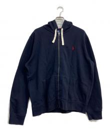 POLO RALPH LAUREN（ポロ・ラルフローレン）の古着「ポニー刺繍裏チェックジップパーカー」｜ネイビー