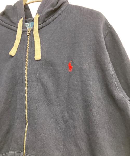 POLO RALPH LAUREN（ポロ・ラルフローレン）POLO RALPH LAUREN (ポロ・ラルフローレン) ポニー刺繍裏チェックジップパーカー ネイビー サイズ:XLの古着・服飾アイテム