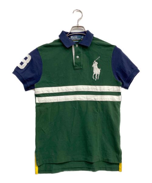 POLO RALPH LAUREN（ポロ・ラルフローレン）POLO RALPH LAUREN (ポロ・ラルフローレン) ビッグポニーポロシャツ グリーン×ネイビー サイズ:Sの古着・服飾アイテム