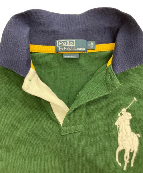 POLO RALPH LAUREN（ポロ・ラルフローレン）POLO RALPH LAUREN (ポロ・ラルフローレン) ビッグポニーポロシャツ グリーン×ネイビー サイズ:Sの古着・服飾アイテム