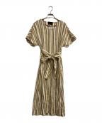 TOMORROW LAND collectionトゥモローランドコレクション）の古着「エフェクトストライプ フレアスリーブワンピース」｜ベージュ