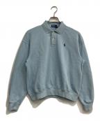 POLO RALPH LAURENポロ・ラルフローレン）の古着「ライトウェイト フリース ロングスリーブ ポロ POLO RALPH LAUREN」｜ブルー