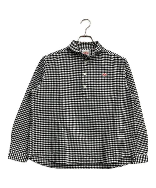 DANTON（ダントン）DANTON (ダントン) ラウンドカラー長袖プルオーバーシャツ ホワイト×ブラック サイズ:34の古着・服飾アイテム