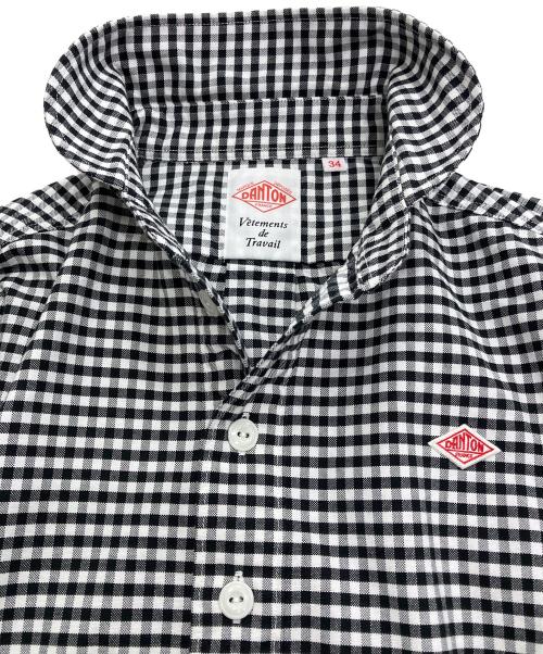 DANTON（ダントン）DANTON (ダントン) ラウンドカラー長袖プルオーバーシャツ ホワイト×ブラック サイズ:34の古着・服飾アイテム