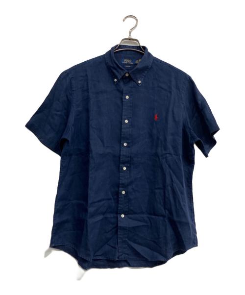 POLO RALPH LAUREN（ポロ・ラルフローレン）POLO RALPH LAUREN (ポロ・ラルフローレン) 半袖リネンシャツ ネイビー サイズ:Lの古着・服飾アイテム