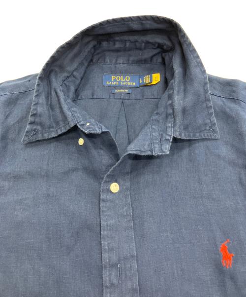 POLO RALPH LAUREN（ポロ・ラルフローレン）POLO RALPH LAUREN (ポロ・ラルフローレン) 半袖リネンシャツ ネイビー サイズ:Lの古着・服飾アイテム