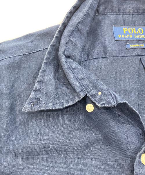 POLO RALPH LAUREN（ポロ・ラルフローレン）POLO RALPH LAUREN (ポロ・ラルフローレン) 半袖リネンシャツ ネイビー サイズ:Lの古着・服飾アイテム