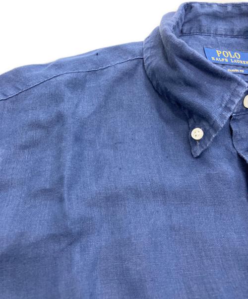 POLO RALPH LAUREN（ポロ・ラルフローレン）POLO RALPH LAUREN (ポロ・ラルフローレン) 半袖リネンシャツ ネイビー サイズ:Lの古着・服飾アイテム