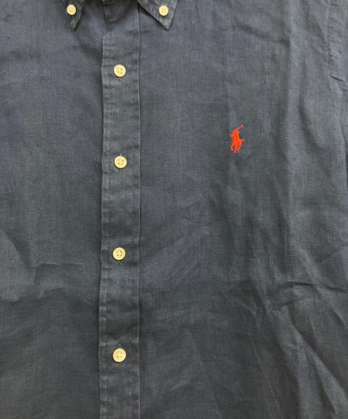 POLO RALPH LAUREN（ポロ・ラルフローレン）POLO RALPH LAUREN (ポロ・ラルフローレン) 半袖リネンシャツ ネイビー サイズ:Lの古着・服飾アイテム