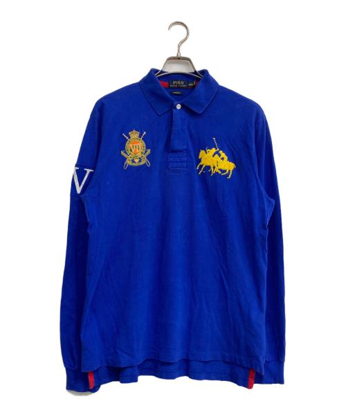POLO RALPH LAUREN（ポロ・ラルフローレン）POLO RALPH LAUREN (ポロ・ラルフローレン) ビッグロゴロングスリーブポロシャツ ブルー サイズ:Lの古着・服飾アイテム