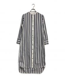 CINOH（チノ）の古着「ストライプシャツワンピース」｜ネイビー×ホワイト