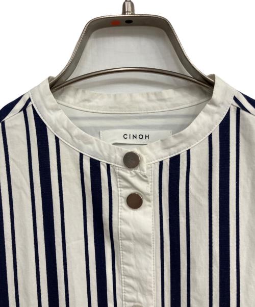 CINOH（チノ）CINOH (チノ) ストライプシャツワンピース ネイビー×ホワイト サイズ:FREEの古着・服飾アイテム