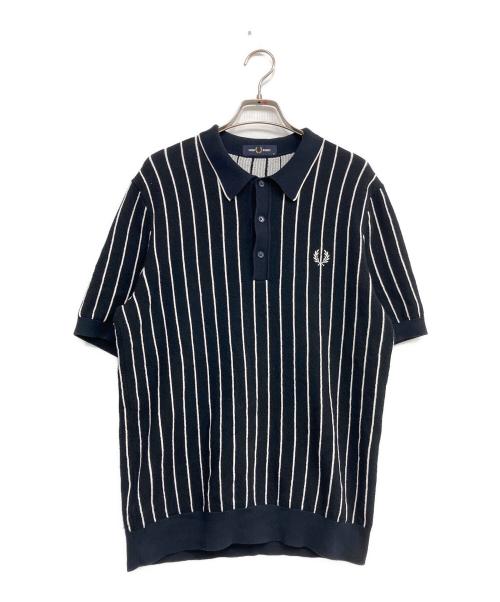 FRED PERRY（フレッドペリー）FRED PERRY (フレッドペリー) Stripe Knitted Shirt ブラック サイズ:Mの古着・服飾アイテム