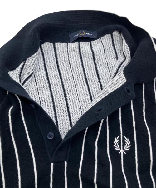 FRED PERRY（フレッドペリー）FRED PERRY (フレッドペリー) Stripe Knitted Shirt ブラック サイズ:Mの古着・服飾アイテム