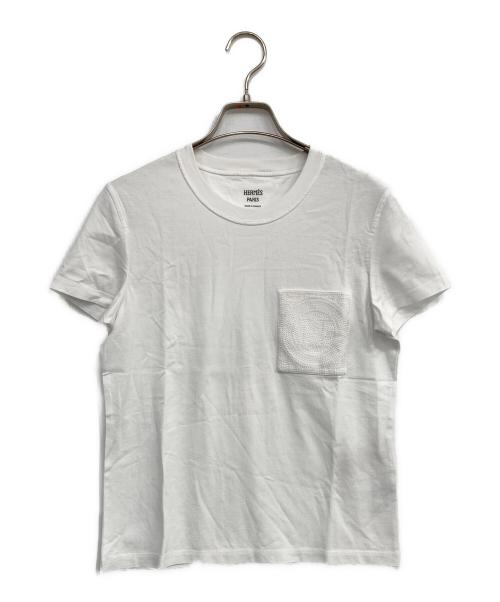 HERMES（エルメス）HERMES (エルメス) モザイク 刺繍ポケット 半袖Tシャツ ホワイト サイズ:36の古着・服飾アイテム