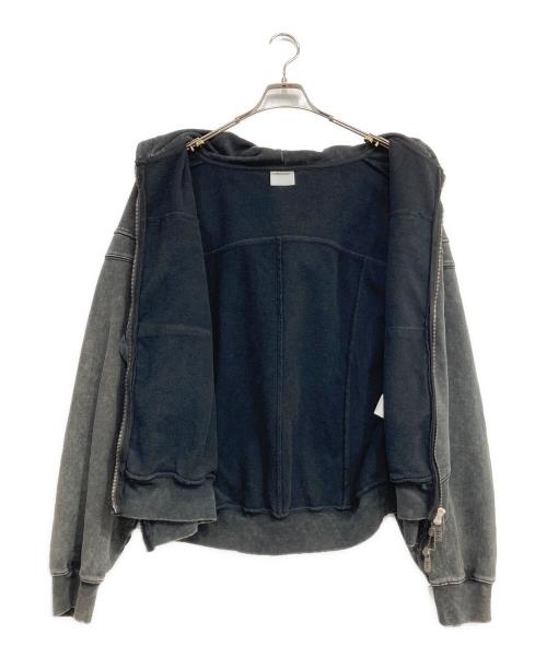 NOMANUAL（ノーマニュアル）NOMANUAL (ノーマニュアル) VINTAGE LAYER HOODED ZIP-UP グレー サイズ:Lの古着・服飾アイテム