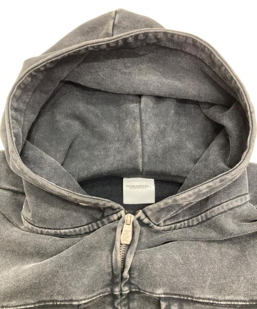 NOMANUAL（ノーマニュアル）NOMANUAL (ノーマニュアル) VINTAGE LAYER HOODED ZIP-UP グレー サイズ:Lの古着・服飾アイテム