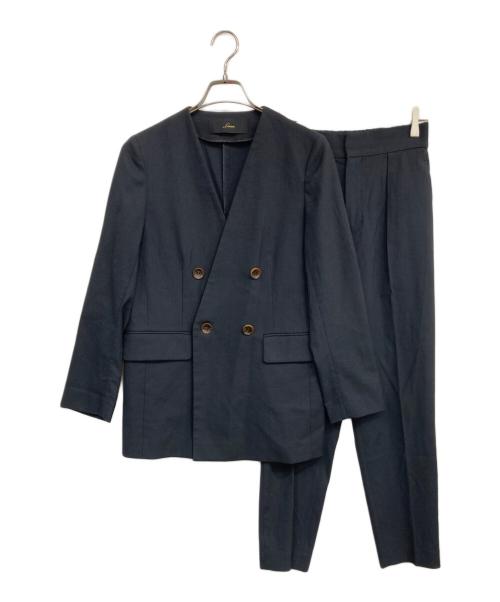 Liesse（リエス）Liesse (リエス) 麻混ノーカラージャケットセットアップ ネイビー サイズ:下記参照の古着・服飾アイテム