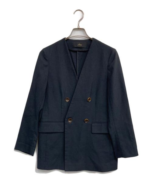 Liesse（リエス）Liesse (リエス) 麻混ノーカラージャケットセットアップ ネイビー サイズ:下記参照の古着・服飾アイテム