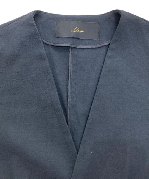 Liesse（リエス）Liesse (リエス) 麻混ノーカラージャケットセットアップ ネイビー サイズ:下記参照の古着・服飾アイテム