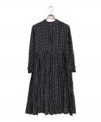 BEARDSLEYビアズリー）の古着「ドットギャザーワンピース」｜ブラック