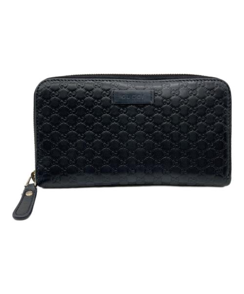 GUCCI（グッチ）GUCCI (グッチ) マイクログッチシマ ジップアラウンドウォレット ブラックの古着・服飾アイテム