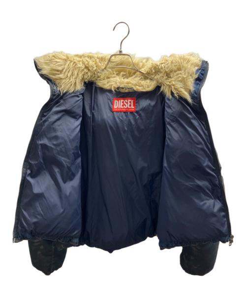 DIESEL（ディーゼル）DIESEL (ディーゼル) W-AVES-FUR ジップジャケット インディゴ×ブラウン サイズ:44の古着・服飾アイテム