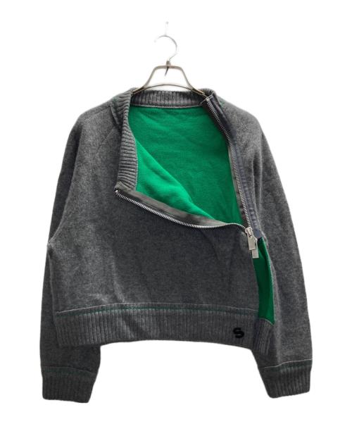 sacai（サカイ）sacai (サカイ) カシミヤブレンドジップデザインニット グレー サイズ:1の古着・服飾アイテム