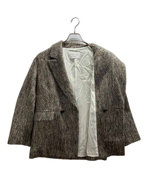 MACPHEE（マカフィー）MACPHEE (マカフィー) モヘヤミックスシャギー ダブルブレストジャケット ブラウン サイズ:34の古着・服飾アイテム