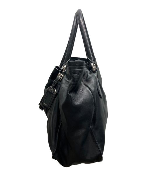 PRADA（プラダ）PRADA (プラダ) ナッパレザーフリンジ 2WAYトートバッグ ブラックの古着・服飾アイテム